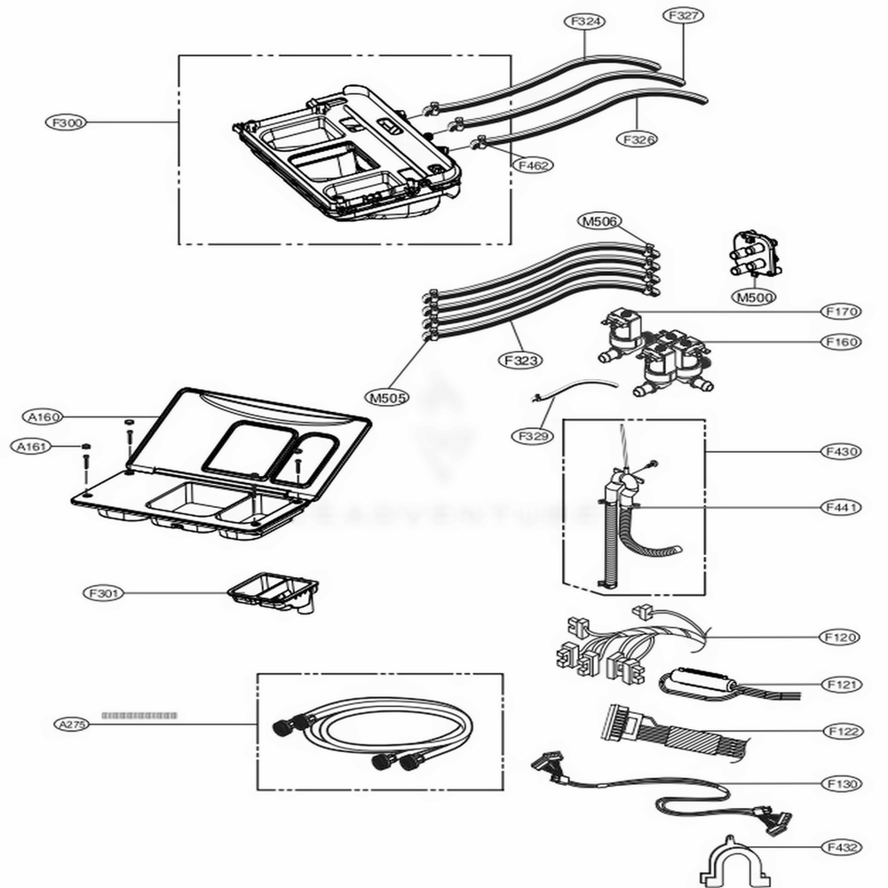 Dispenser Assembly Diagram and Parts List for GCWW1069CS7 ASSEELC LG Washer