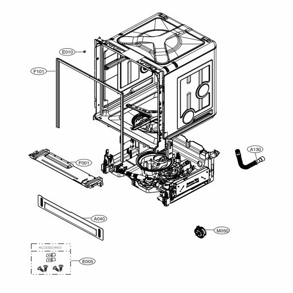 Main Diagram and Parts List for LDT5665ST ASTEEUS LG Dishwasher