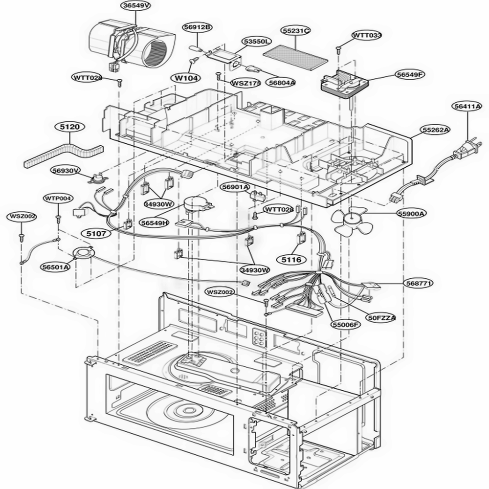Interior Parts 2 Diagram and Parts List for YMH7135XEQ0 WHEWPC LG Range