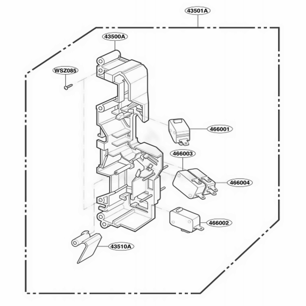 Latch Board Parts Diagram and Parts List for MV1155W WHEGSE LG Range