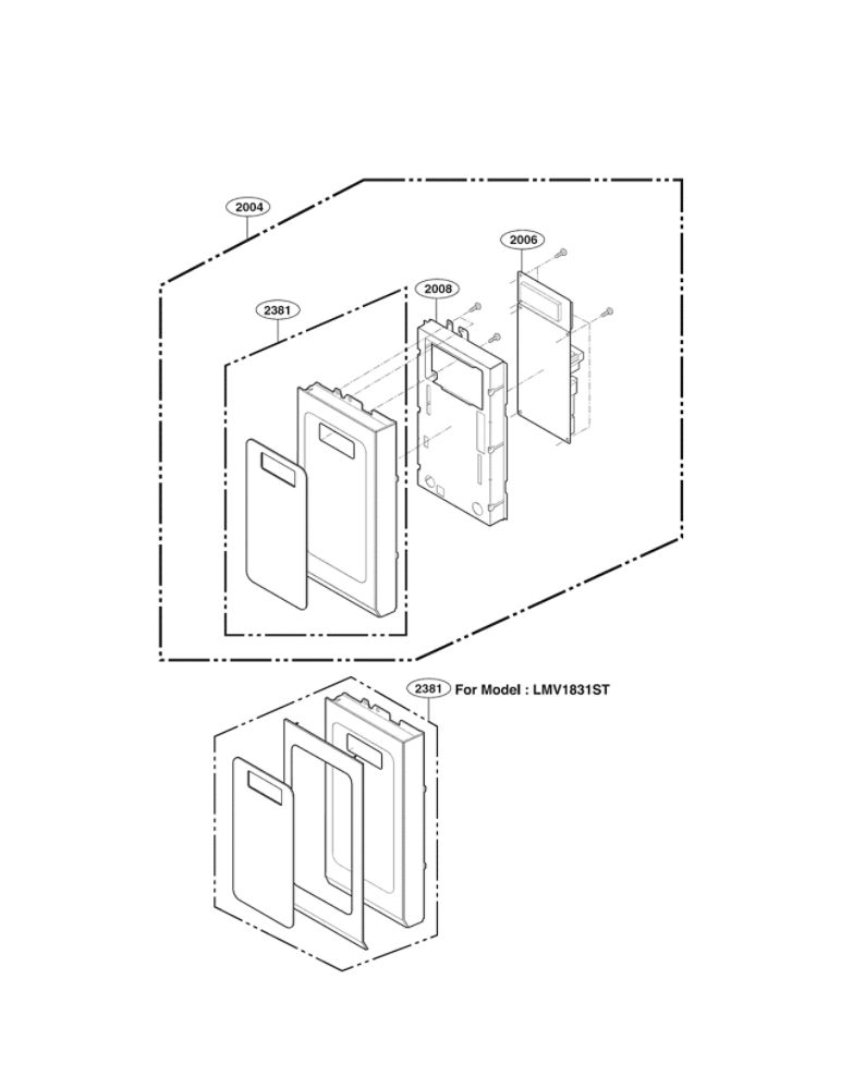 Controller Parts Diagram and Parts List for LMV1831ST 00 LG Microwave