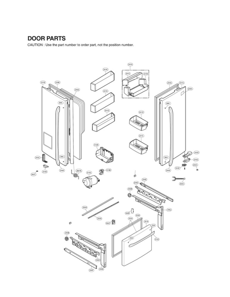 Door Parts Diagram and Parts List for LFX25974SW 03 LG Refrigerator