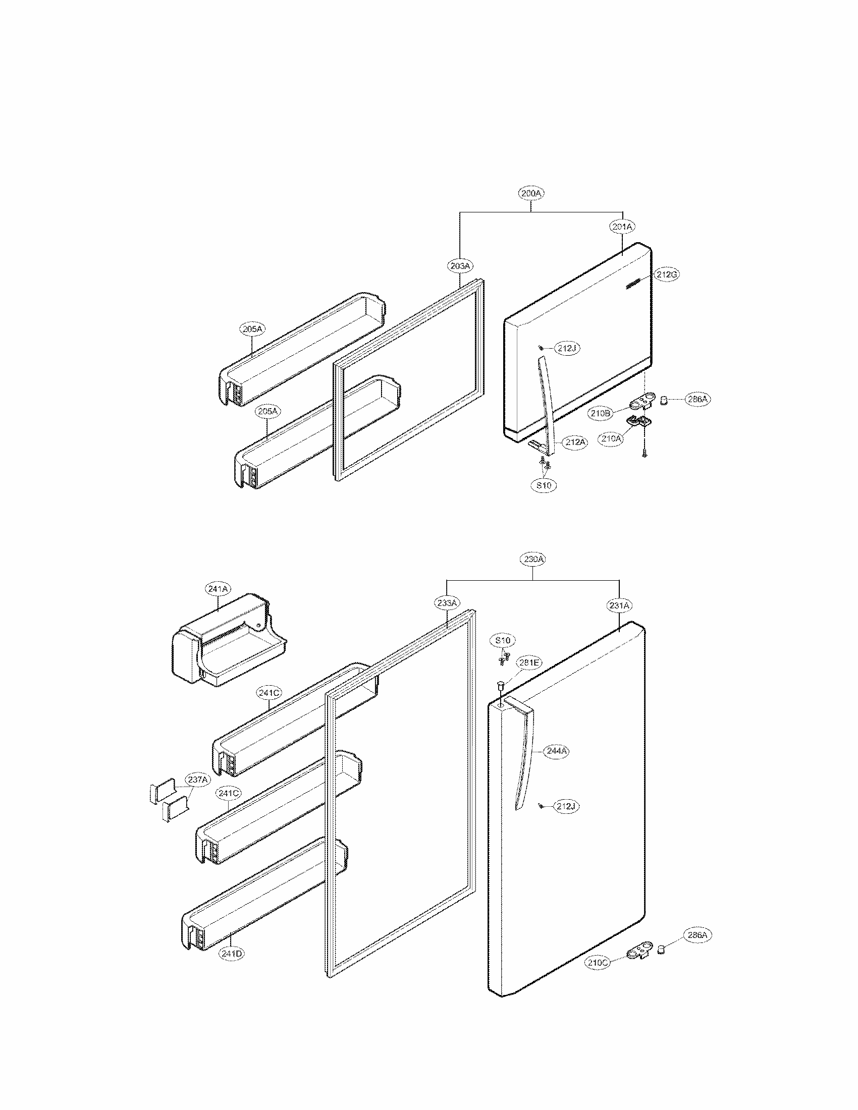 Door Parts Diagram and Parts List for 79568009210  Kenmore Refrigerator
