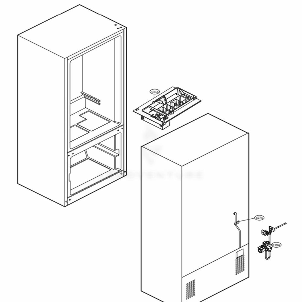 Icemaker Parts Diagram and Parts List for 78044 ABICSE0 LG Refrigerator
