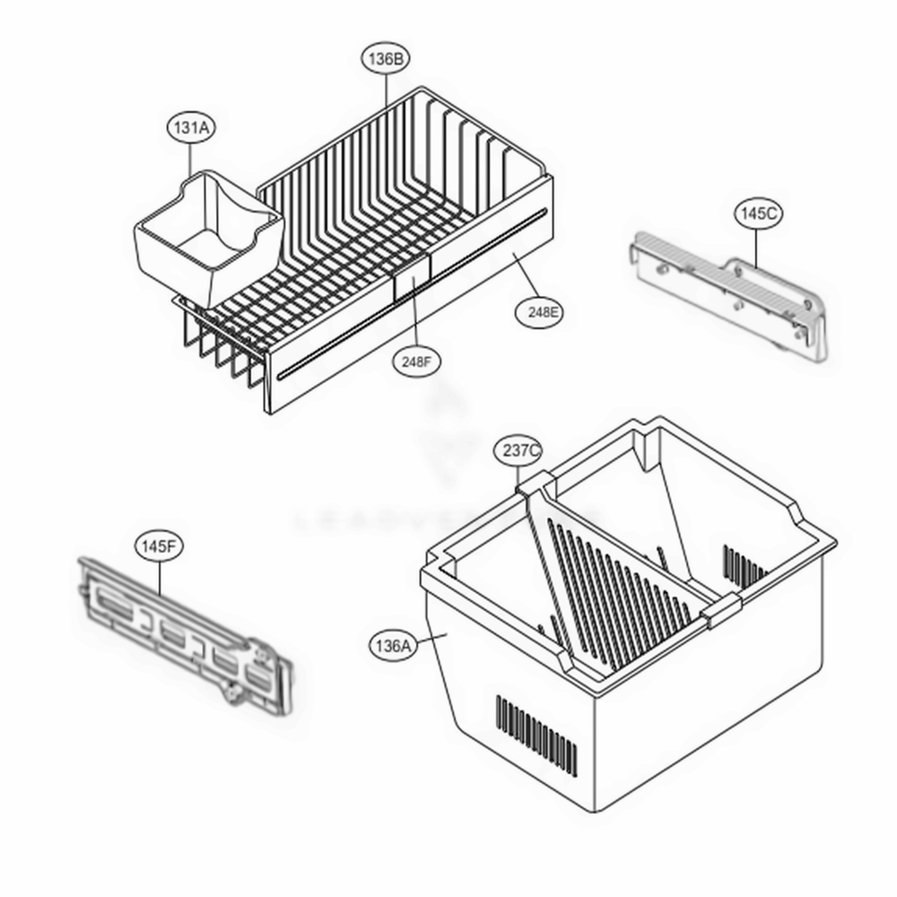Freezer Parts Diagram and Parts List for LFX23961ST AST2LGA LG Refrigerator