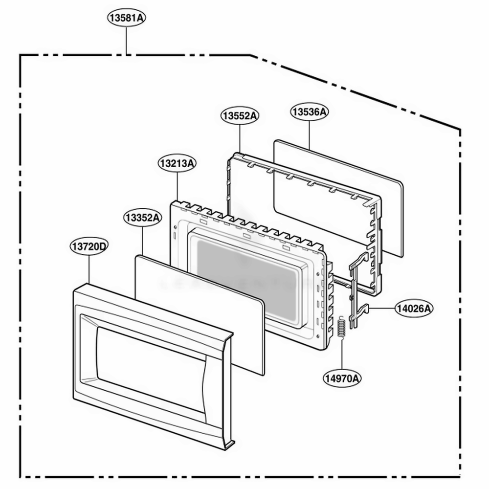 Door Parts Diagram and Parts List for MA748B CB1EGSE LG Range
