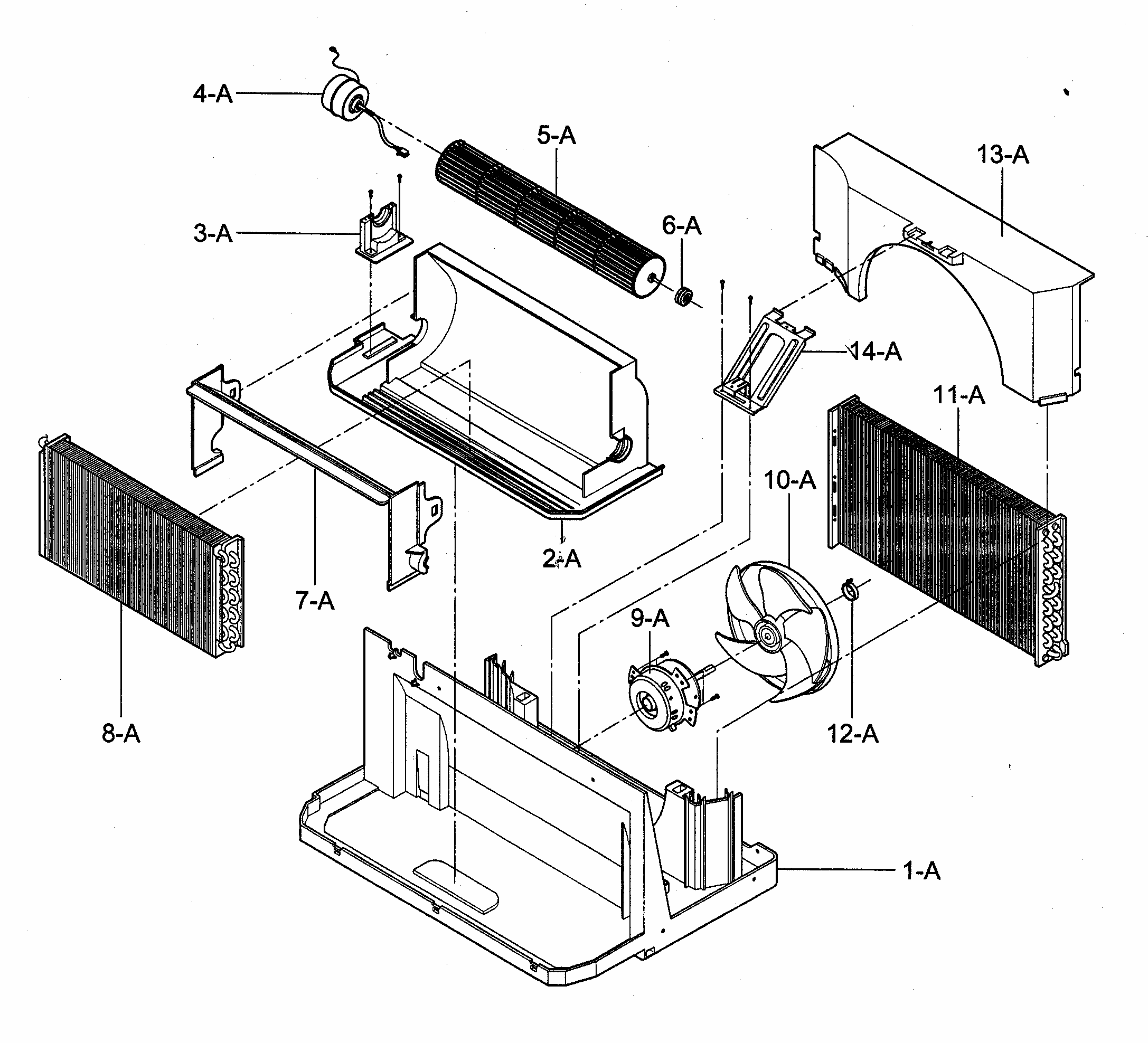 Air Handling/cycle Parts Diagram and Parts List for 58073069301  Kenmore Air Conditioner