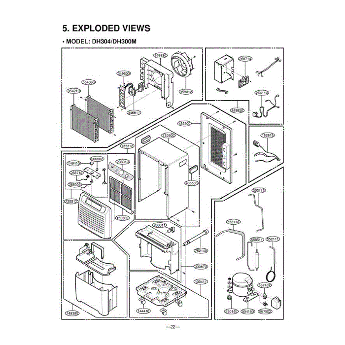 Section 1 Diagram and Parts List for LD65EL AWYAUSL LG Dehumidifier