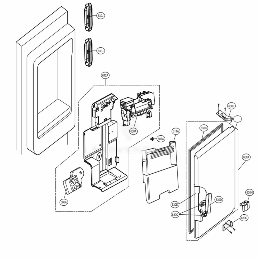 Ice Maker And Ice Bin Parts Diagram and Parts List for LMXS30776S ASTCNA2 LG Refrigerator