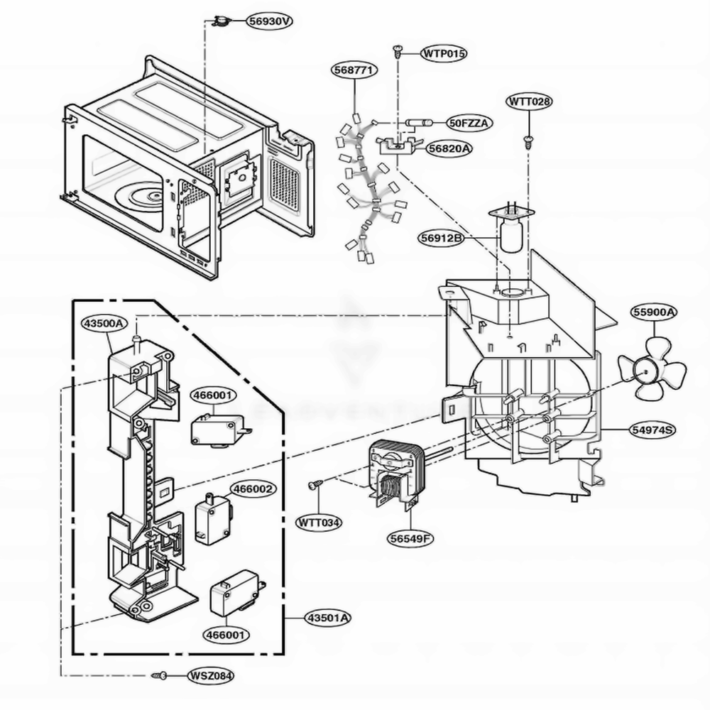 Suction Guide Parts Diagram and Parts List for MA1305W MWEGSE LG Range