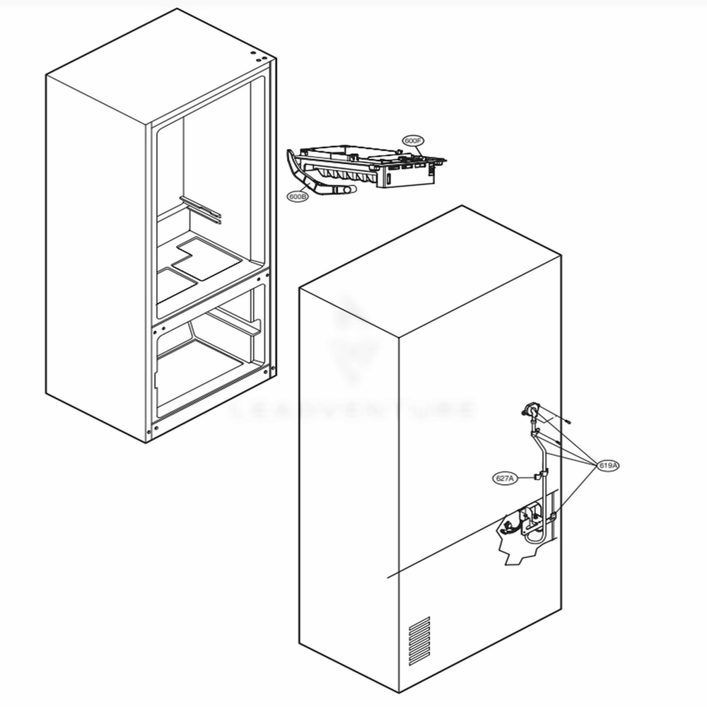 Water And Icemaker Parts Diagram and Parts List for LFC21776ST ASTCNA4 LG Refrigerator