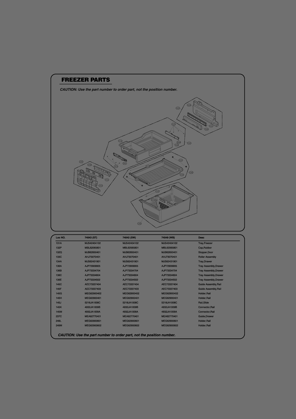 Freezer Parts Diagram and Parts List for GR-L268LQTM ASWCSE1 LG Refrigerator