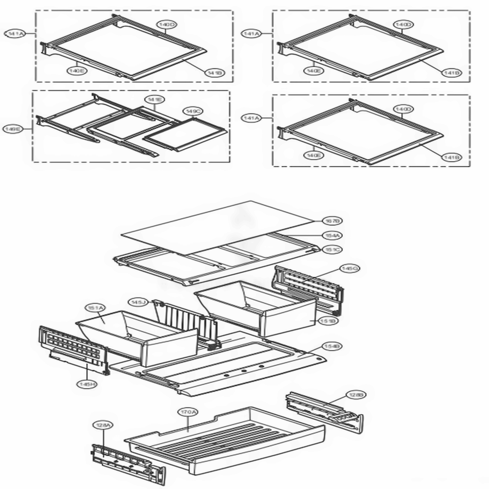 Refrigerator Parts Diagram and Parts List for LFXS24623D ASBCNA2 LG Refrigerator