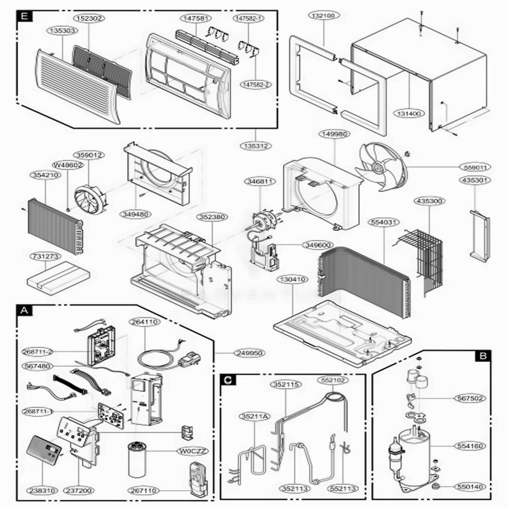 Main Diagram and Parts List for US10B10B AWYBFRD LG Air Conditioner
