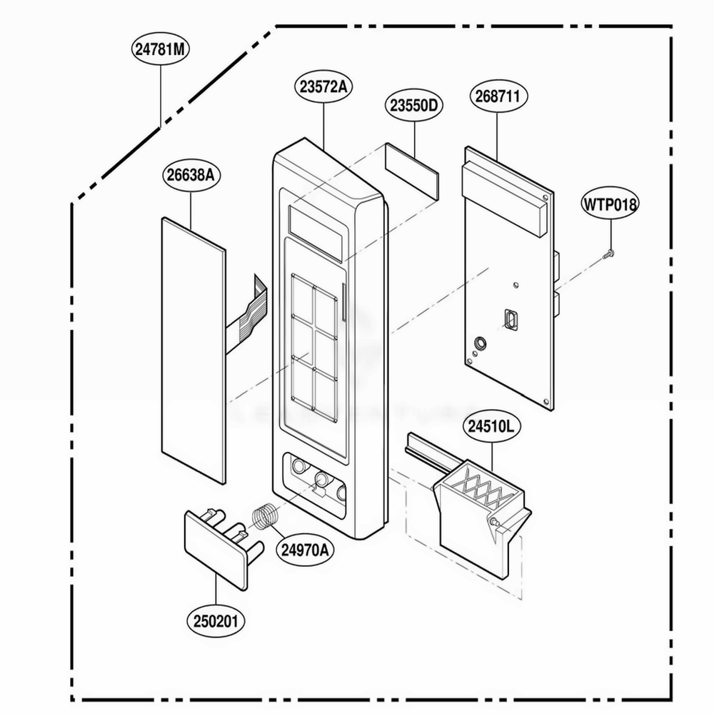 Controller Parts Diagram and Parts List for 767 BKESEC LG Wall Oven