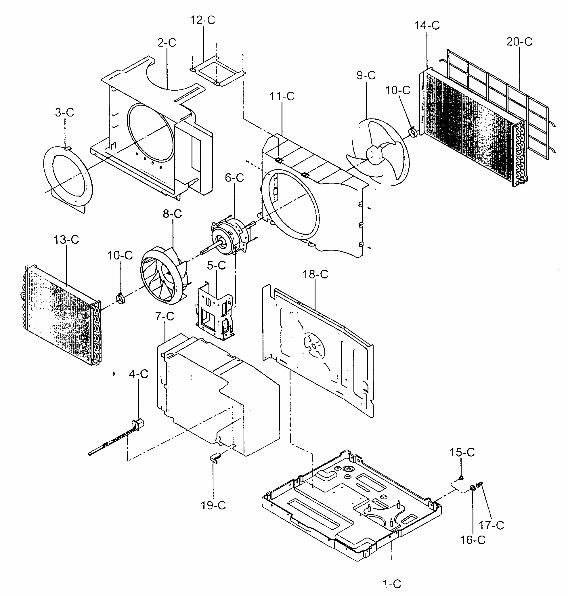 Air Conditioner Diagram and Parts List for 58071121100  Kenmore Air Conditioner