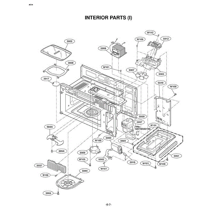 Section 7 Diagram and Parts List for LMV2061SB ABKELCA LG Microwave Oven Combo