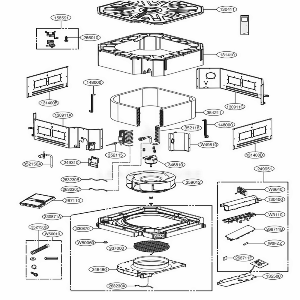 Indoor Unit Diagram and Parts List for LCN426HV ANWBEUS LG Air Conditioner