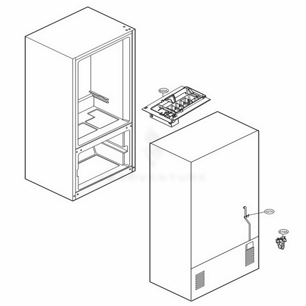 Ice Maker Parts Diagram and Parts List for LDC24370SW ASWCNA2 LG Refrigerator