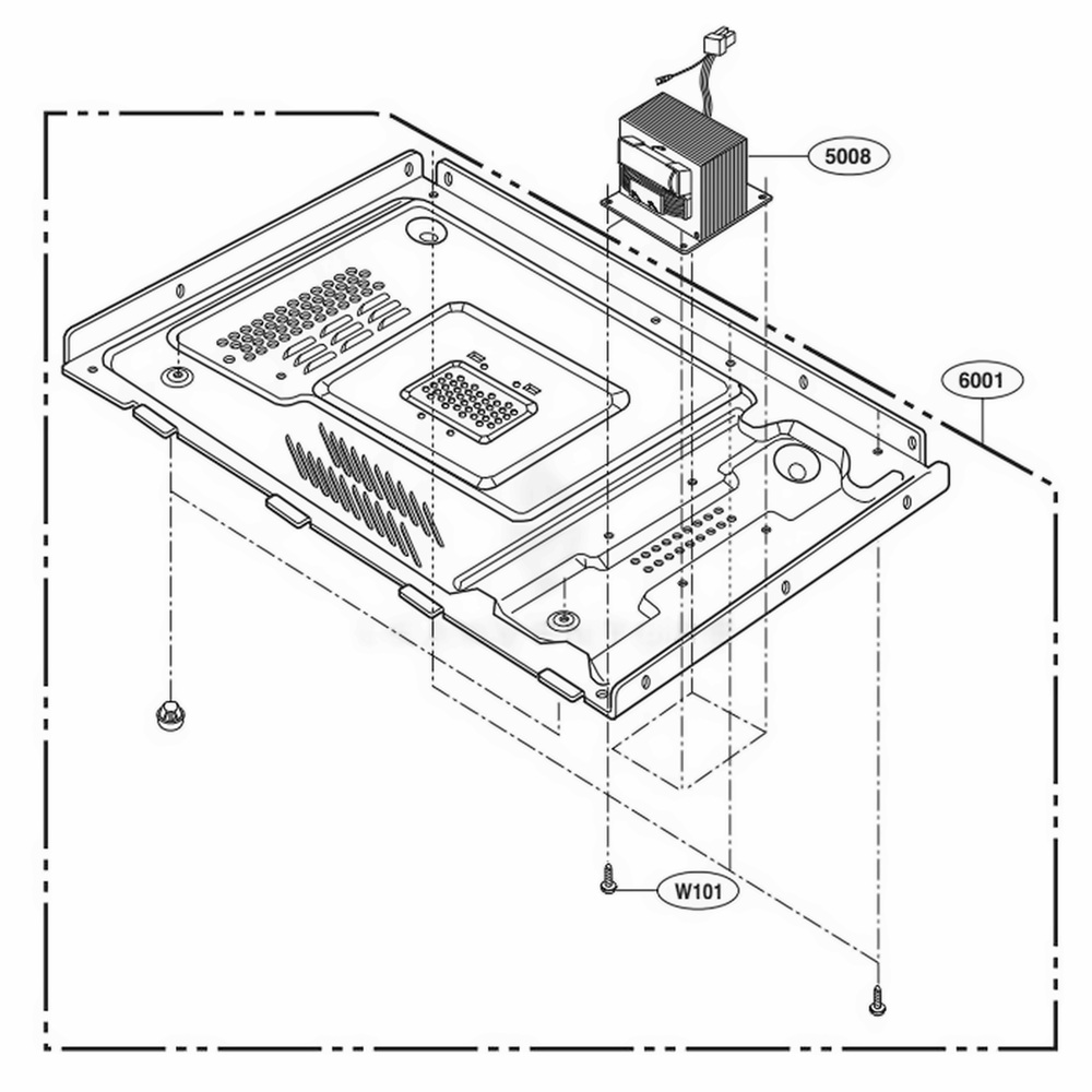 Base Plate Part Diagram and Parts List for LCRT1513ST CSSETAR LG Microwave