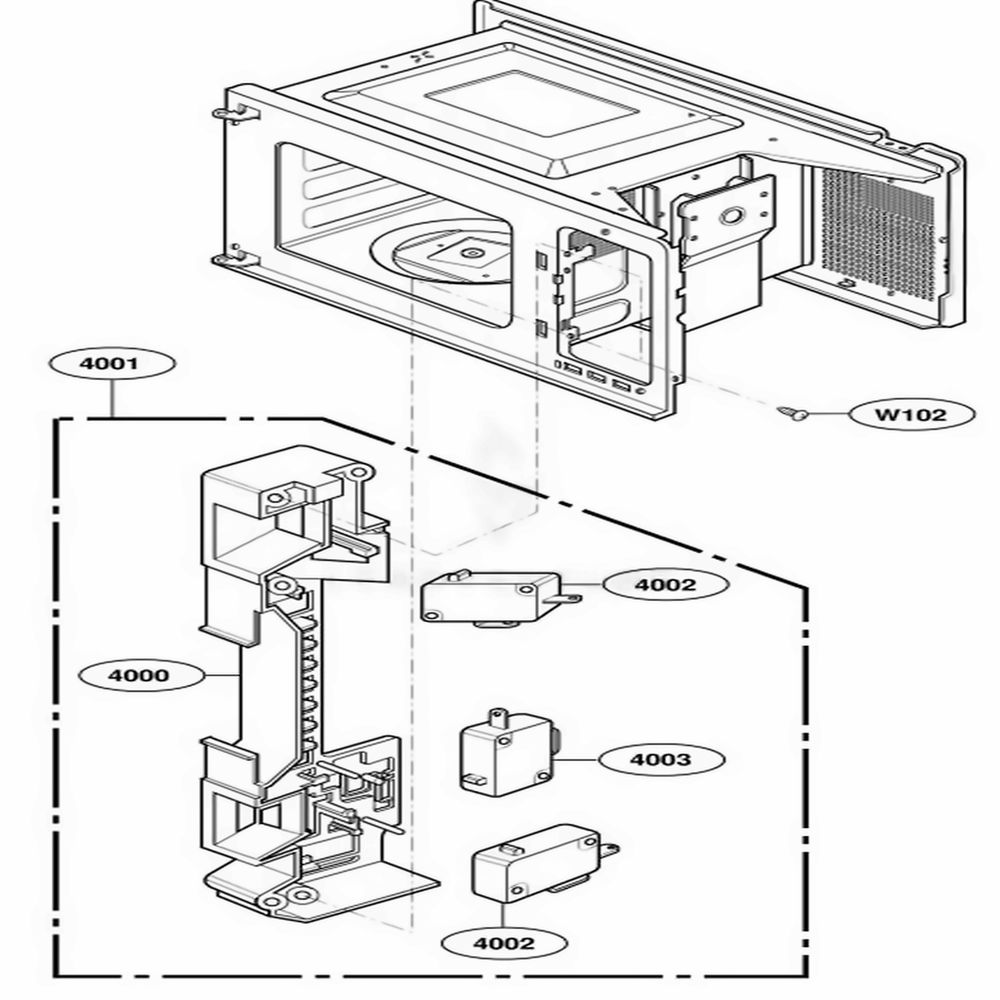 Latch Board Parts Diagram and Parts List for LD10MP AGREAMA LG Wall Oven