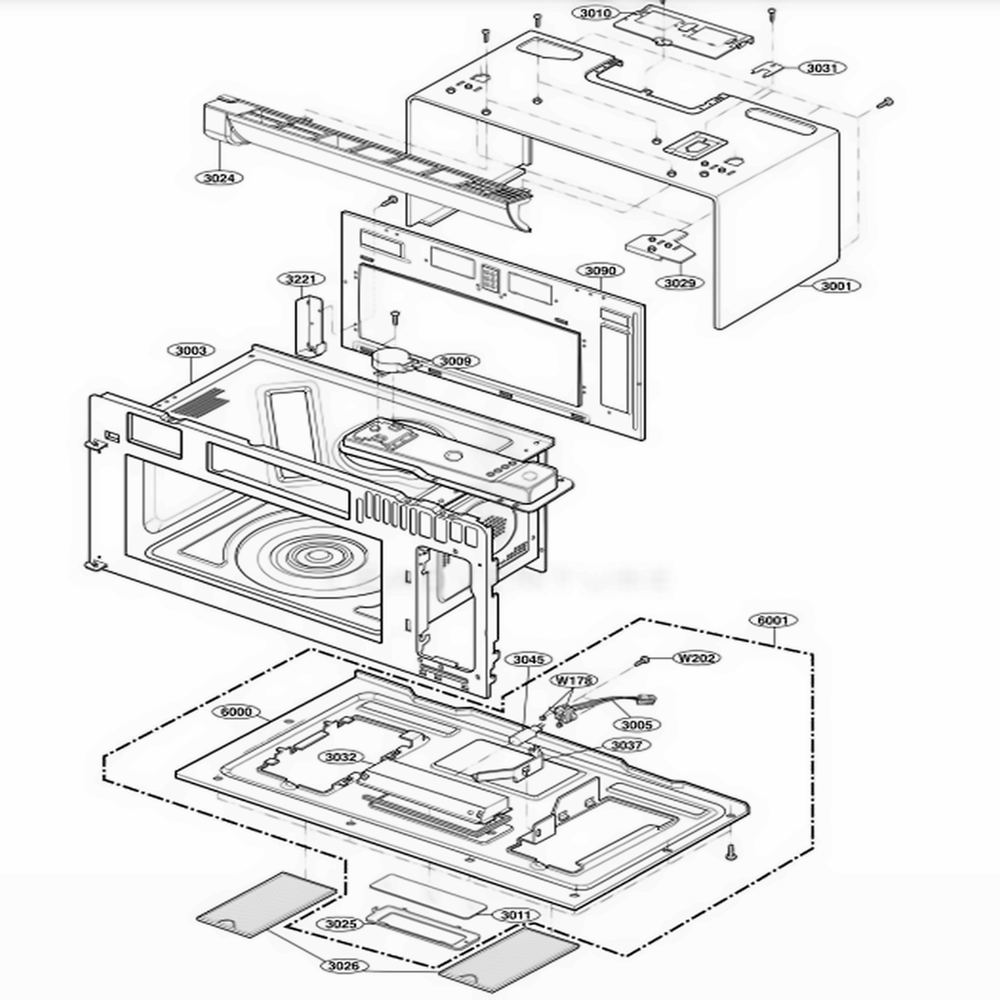 Oven Cavity Parts Diagram and Parts List for 86012 AWHESEA LG Range