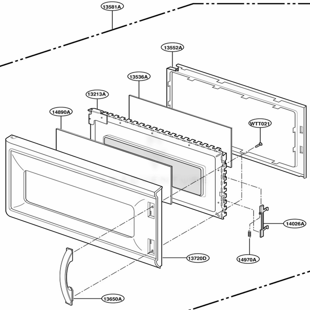 Door Parts Diagram and Parts List for MH7130XEZ3 A3EWRP LG Range