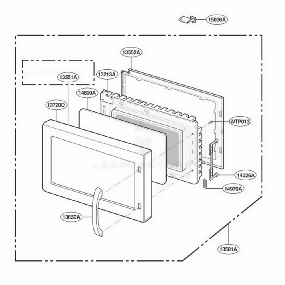 Door Parts Diagram and Parts List for KCMC155JBL ABKEKAD LG Range