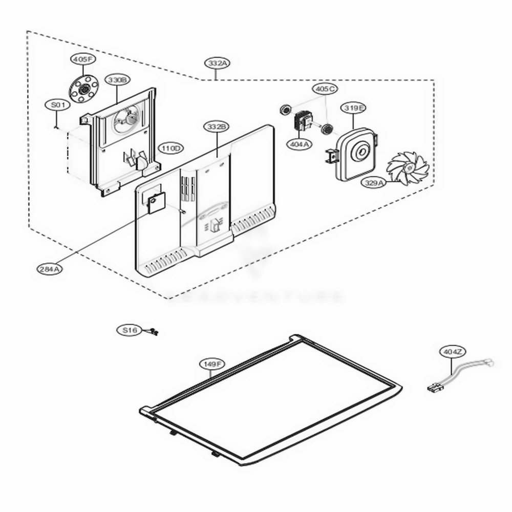 Freezer Part Diagram and Parts List for LTCS24223B AWBCNA0 LG Refrigerator