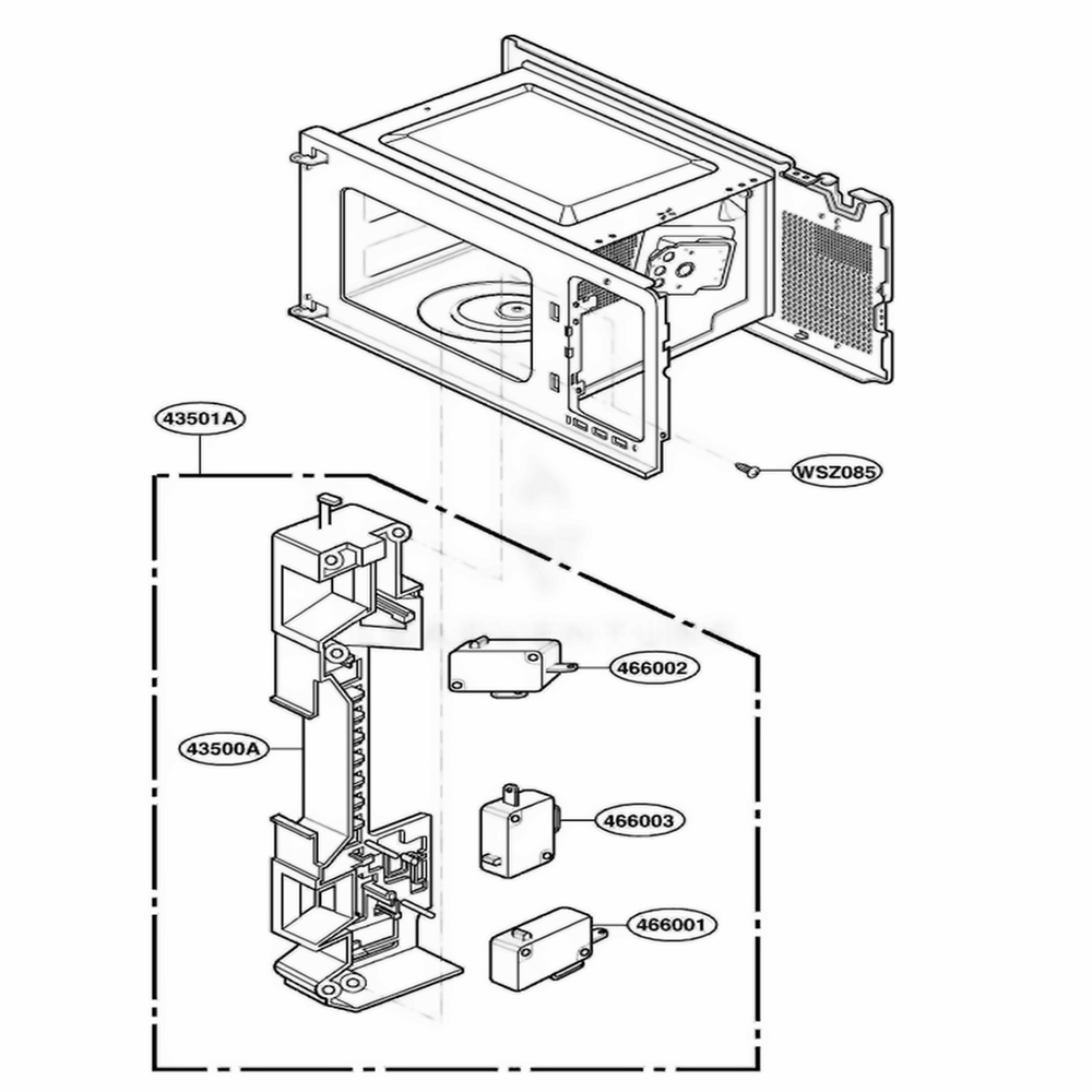 Latch Board Parts Diagram and Parts List for MS114SA MWEGSC LG Range