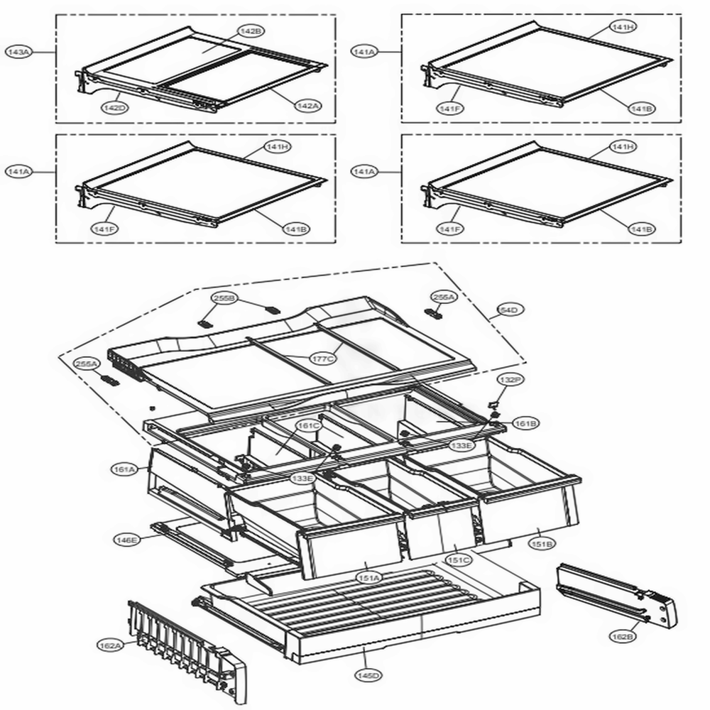 Refrigerator Parts Diagram and Parts List for LFXS30726W ASWCNA0 LG Refrigerator