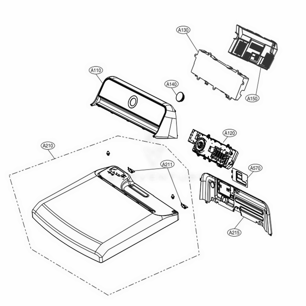 Control Panel And Plate Assembly Diagram and Parts List for 61553 ASTESEU LG Dryer