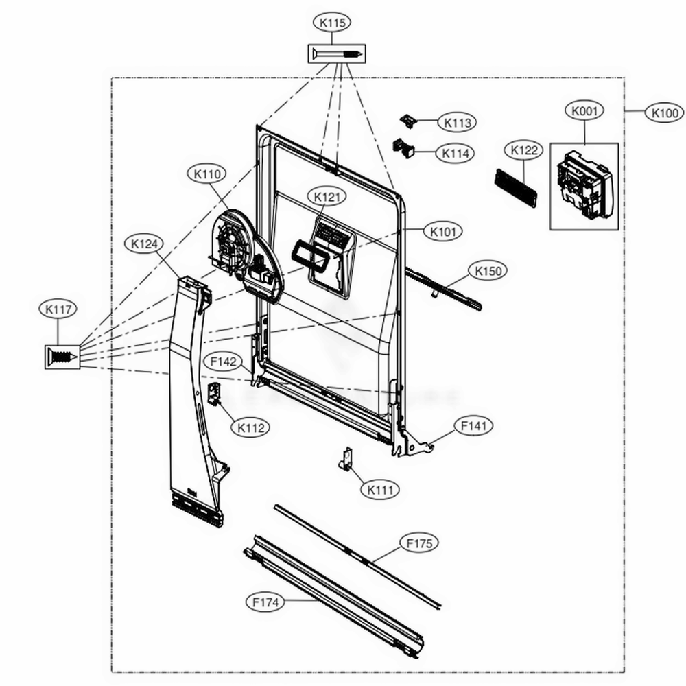 Door Liner Assembly Diagram and Parts List for LDP6797ST ASTEEUS LG Dishwasher