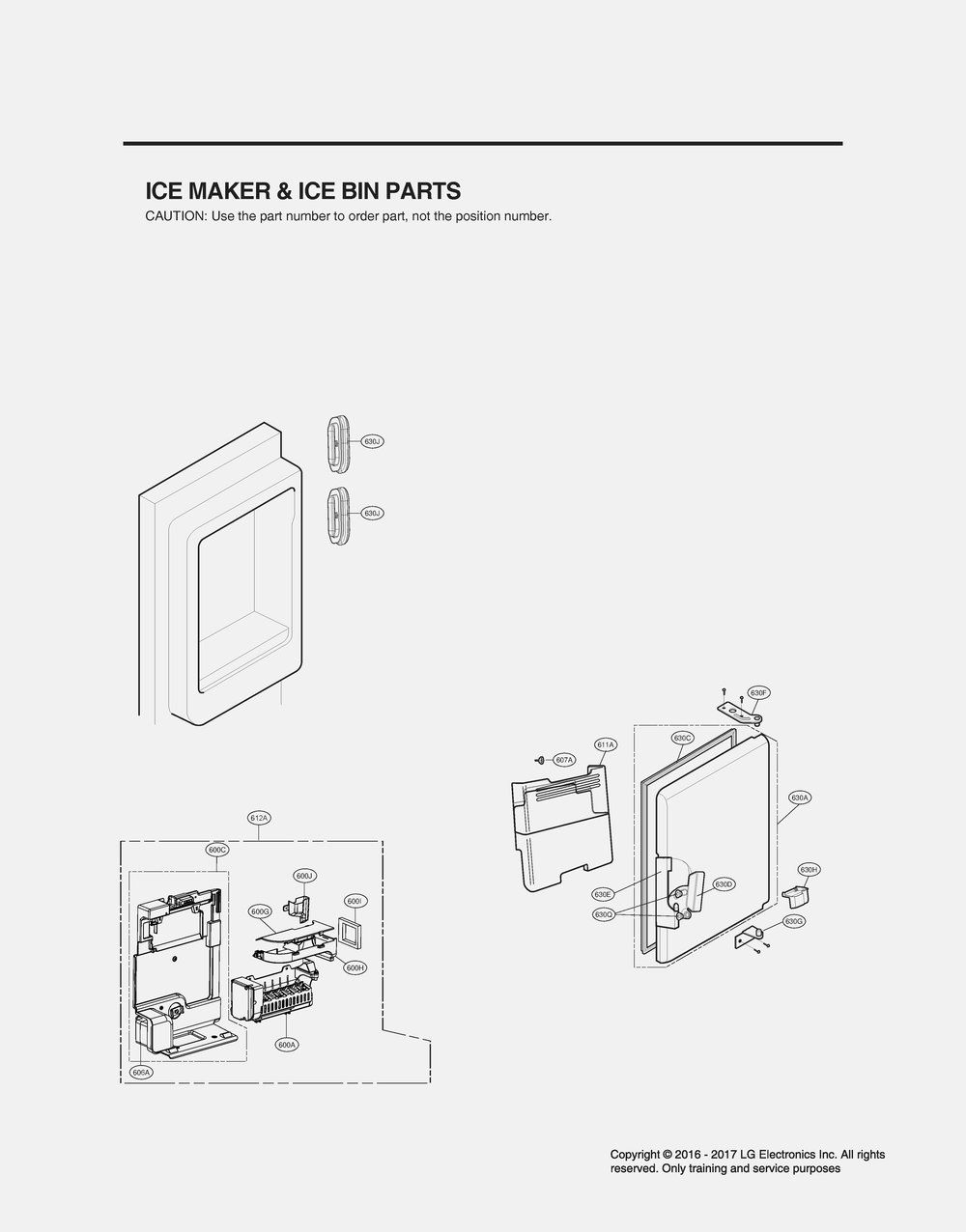 Ice Maker And Ice Bin Parts Diagram and Parts List for GR-L268LSJM ASTCNA1 LG Refrigerator