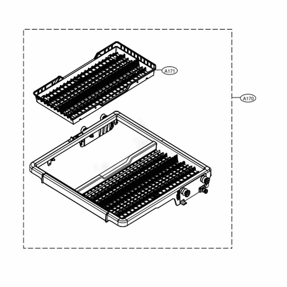 3rd Rack Assembly Diagram and Parts List for LDT7797ST ASTEEUS LG Dishwasher
