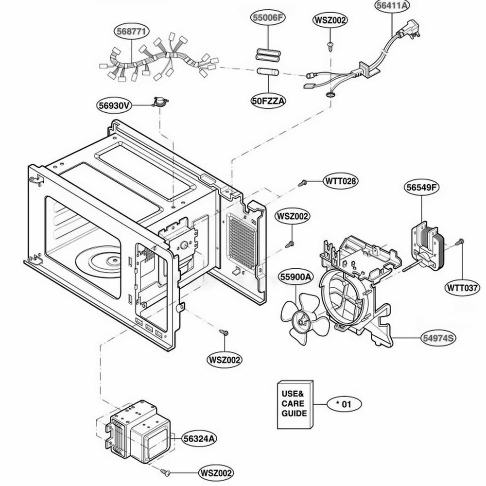 Interior Parts 1 Diagram and Parts List for MT4070SKB CBKEWRP LG Wall Oven