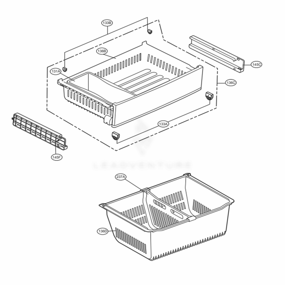 Freezer Parts Diagram and Parts List for LRFCS2503D ASBCNA0 LG Refrigerator