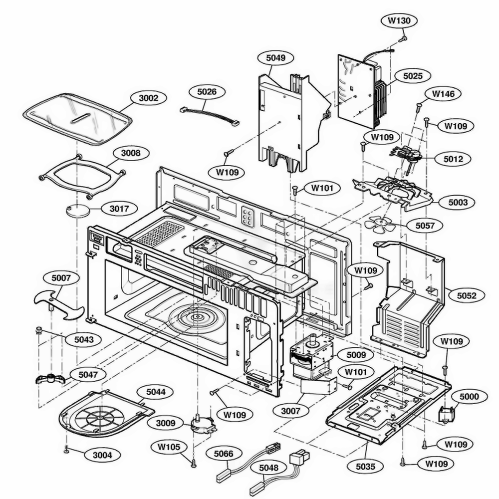 Interior Parts 1 Diagram and Parts List for 64764 AB6ESEA LG Range