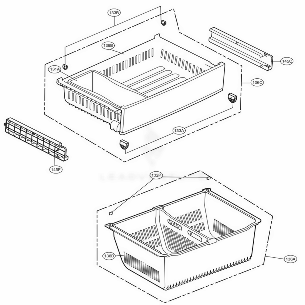 Freezer Parts Diagram and Parts List for 71036 ATICSE0 LG Refrigerator