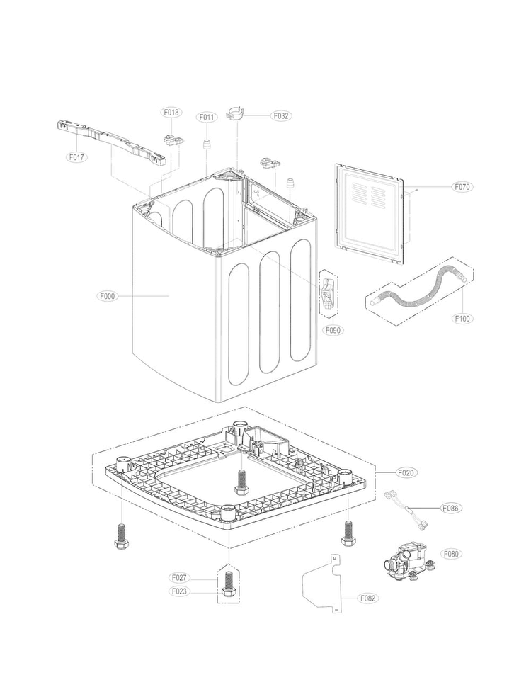 Outer Case Parts Diagram and Parts List for WT5270CW  LG Washer