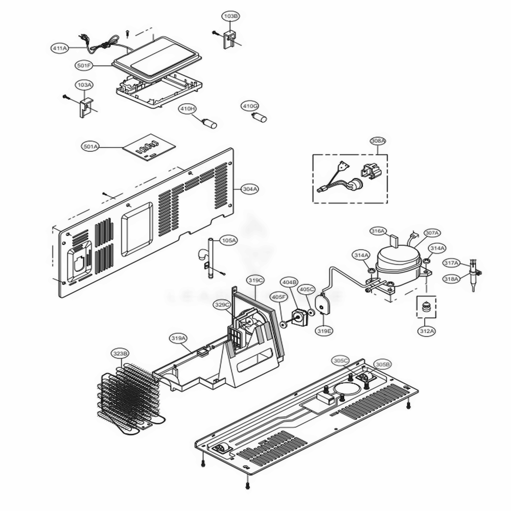 Machine Compartment Diagram and Parts List for 51839 AWBCSE1 LG Refrigerator