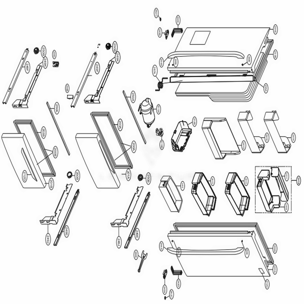 Door Parts Diagram and Parts List for LSMX211ST ASTCNA2 LG Refrigerator