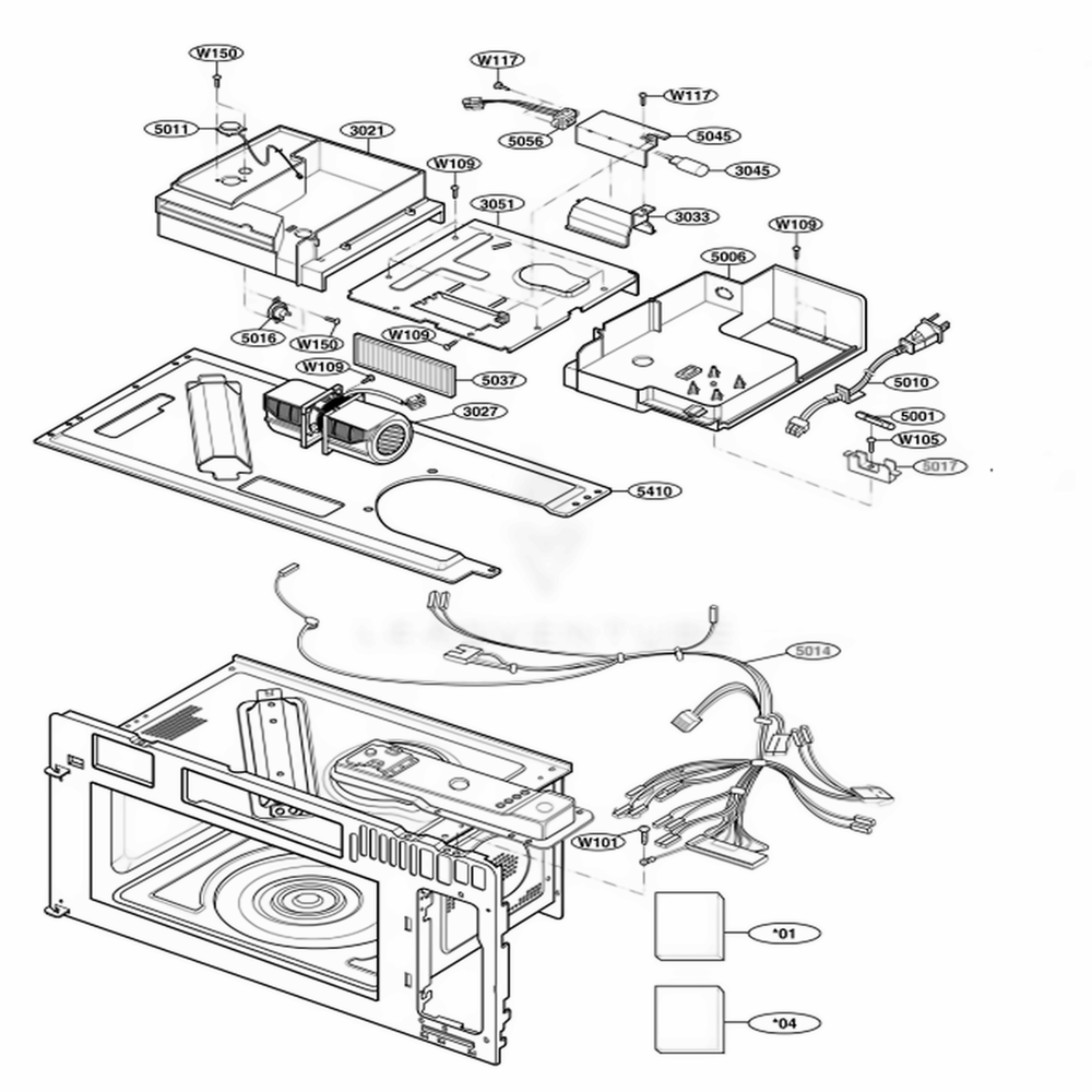 Interior Parts 2 Diagram and Parts List for MMV6178AAS AS1EMTG LG Wall Oven