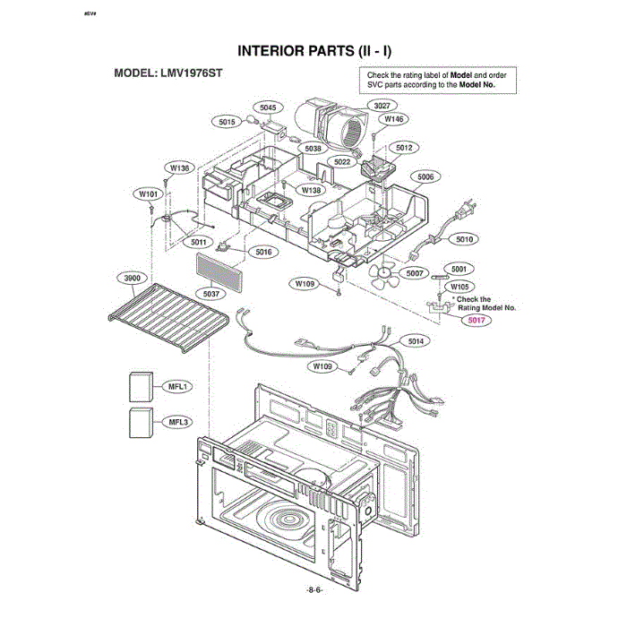 Section 7 Diagram and Parts List for LMV1976ST ASBELGA LG Microwave Oven Combo