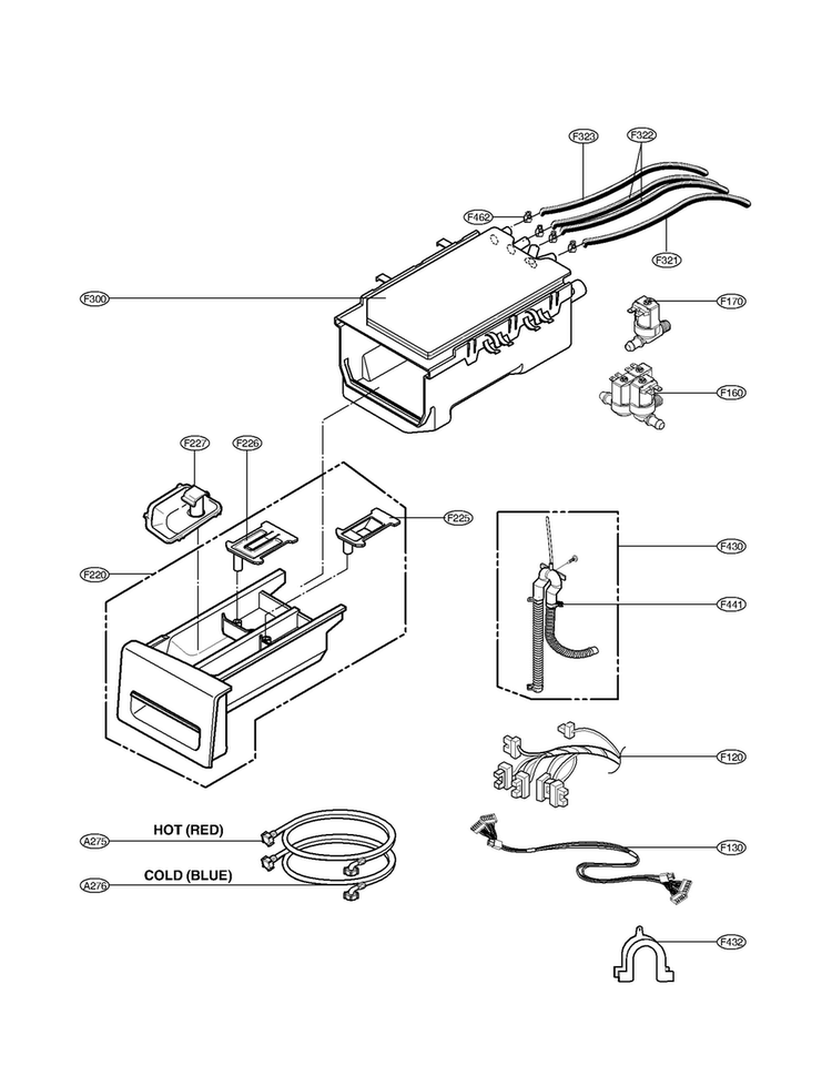 Dispenser Parts Diagram and Parts List for WM2601HR  LG Washer