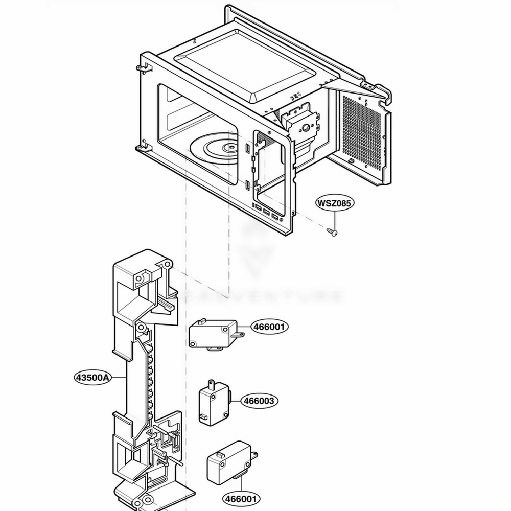 Latch Board Parts Diagram and Parts List for JES1656BH CBKEGEU LG Range