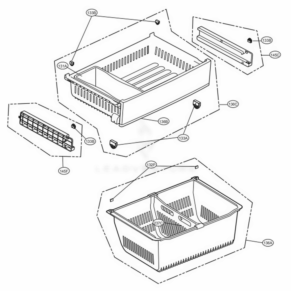 Freezer Parts Diagram and Parts List for LFC28768ST ASTCNA2 LG Refrigerator