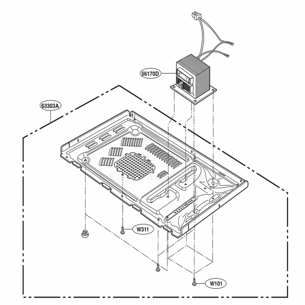 Base Plate Parts Diagram and Parts List for MS2042DB CBKQEAS LG Wall Oven