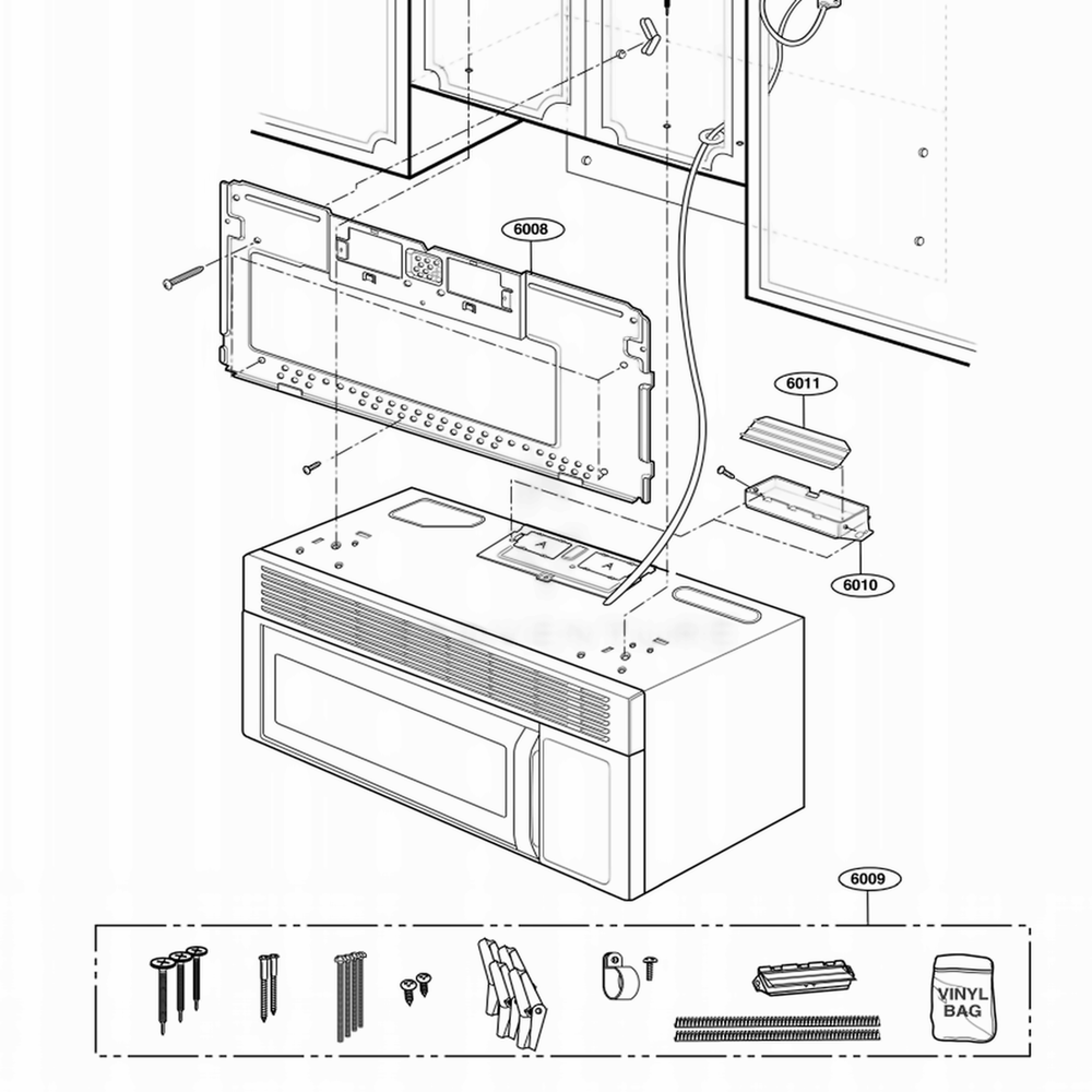 Installation Parts Diagram and Parts List for JVM1542WF AWHEGEU LG Wall Oven