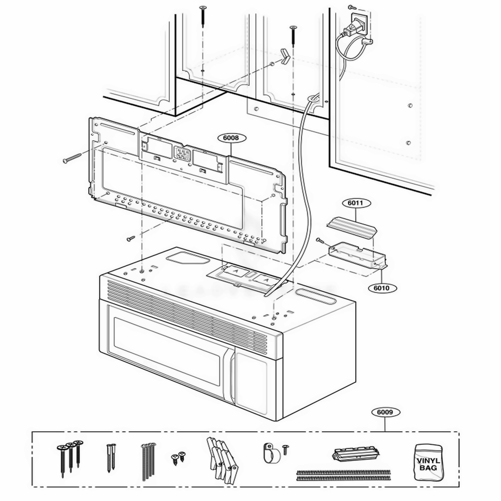 Installation Parts Diagram and Parts List for JVM1533BD AB2EGEU LG Wall Oven